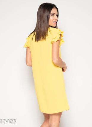 Платье мини легкое с рюшами воланами на рукавах желтый, зеленый, оливка5 фото