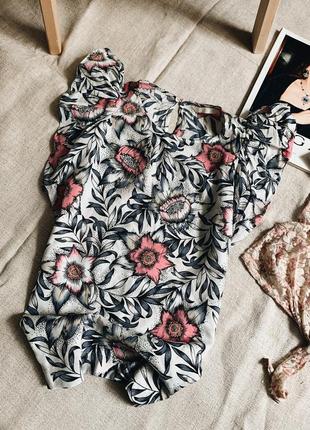 Квіткова біла блуза h&m
