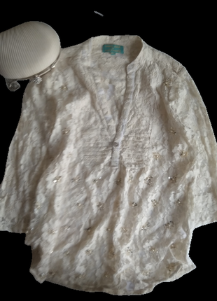 Блузка хлопок, кружево, нарядная, италия