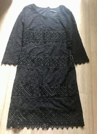 Платье чёрное французское кружево 42-446 фото