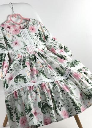 Сукня з мереживом натуральна тканина платья в квітковий принт
