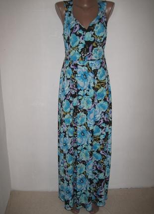 Длинное трикотажное платье peacocks р-р12 цветочный принт