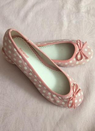 Балетки, тапочки розовые в горошек