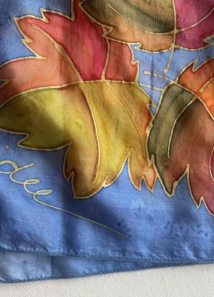 Шёлковый расписной платок золотая осень3 фото
