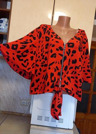 Нова укороченая легка блуза, лео принт, на будь-яку повноту руки, батал етикетка