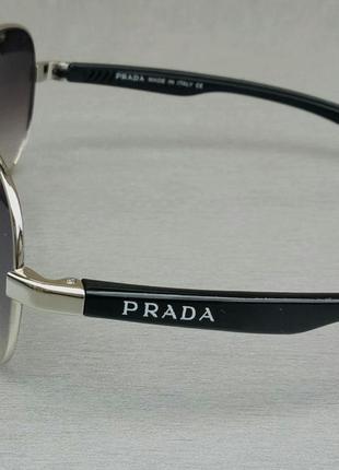 Окуляри в стилі prada  краплі чоловічі сонцезахисні сірі металік дзеркальні в сріблястому металі4 фото