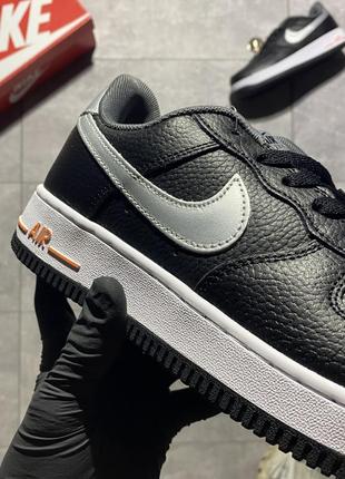 Мужские кроссовки nike air force low black grey, кеды найк аир форсе чёрный с серым сетка4 фото