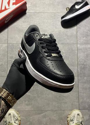 Мужские кроссовки nike air force low black grey, кеды найк аир форсе чёрный с серым сетка1 фото