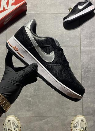 Мужские кроссовки nike air force low black grey, кеды найк аир форсе чёрный с серым сетка2 фото