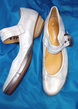 Комфортные серебристые кожаные туфли,41-40,5разм.freeflex2 фото