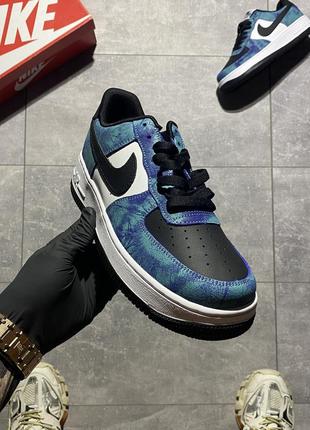 Мужские кроссовки nike air force low tie dye, кеды найк аир форсе синие тай-краситель