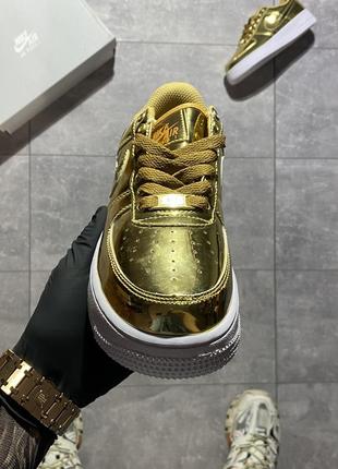 Мужские кроссовки nike  air force low liquid metal gold, кеды найк аир форсе золотые не высокая платформа6 фото