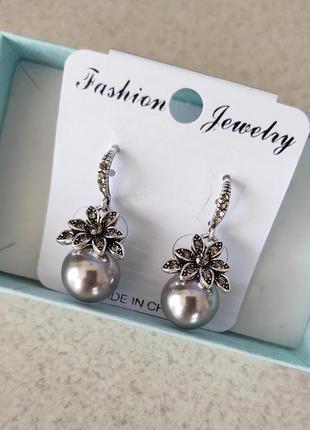 Серьги серёжки сережки подвеска висюльки камни жемчуг кольца цветы