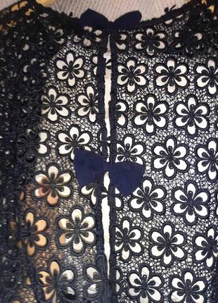 Женская кружевная накидка, ажурная пляжная туника, гипюровая блуза, летняя блузка в мелкий цветок7 фото