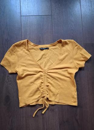 Базовая жёлтая футболка с завязками ❤️2 фото