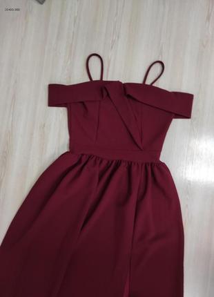 Шикарное вечернее бордовое платье4 фото