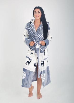 Махровый длинный женский халат2 фото