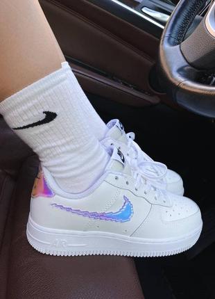 Nike air force 1 low 🆕женсике белые кожаные кеды-кроссовки найк аир форс🆕радужные