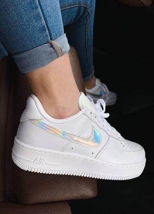 Nike air force 1 low 🆕женсике білі шкіряні кеди-кросівки найк аір форс🆕райдужні6 фото