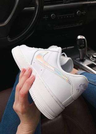 Nike air force 1 low 🆕женсике білі шкіряні кеди-кросівки найк аір форс🆕райдужні4 фото
