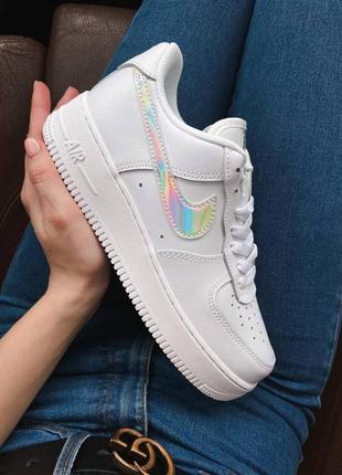 Nike air force 1 low 🆕женсике білі шкіряні кеди-кросівки найк аір форс🆕райдужні7 фото