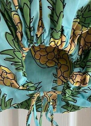 Укороченная рубашка зара zara на завязках с ананасами4 фото