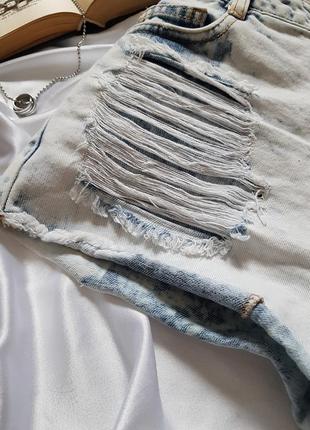 🔥хит продаж🔥крутые джинсовые шорты варежки на высокой посадке с рваностями denim co5 фото
