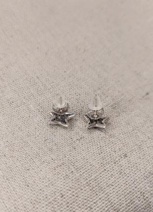 Серьги серебряные морская звезда пусеты сережки срібні морська зірка пусети серьги с камнями4 фото