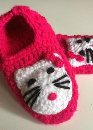 Хелло китти тапочки вязаные hello kitty