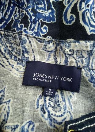 Натуральная свободная льняная блуза, рубашка, кофточка, в стиле вышиванка темно-синяя3 фото
