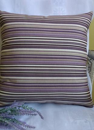 Декоративна наволочка фіолетова смужка 40*40 см з цупкої тканини