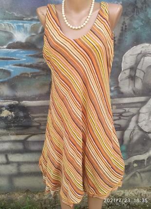 Платье в полоску сарафан лен льняной3 фото