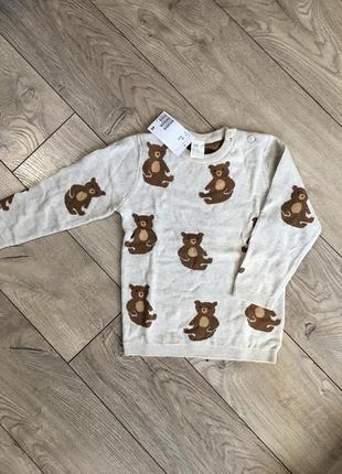H&m классный свитерок с медвежонками 92 р