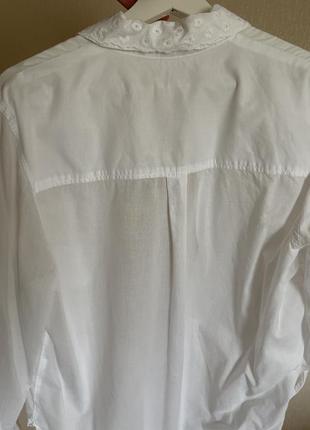 Рубашка блуза белая хлопковая на пляж рубашка с воротничком5 фото