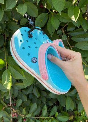 Крокс крокбэнд клог бирюзово - голубые crocs crocband ice blue/white clog