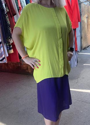 Кислотная туника желтая блуза яркая блуза летучая мышь