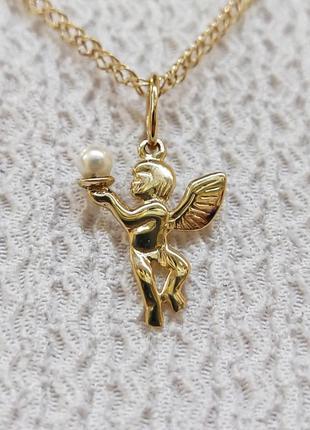 Кулон золотий ангел з перлами арт 970224057