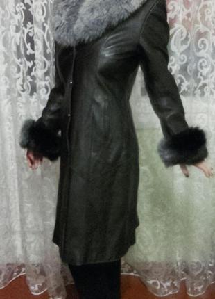 Куртка кожаная, черная, с натуральным мехом, зима3 фото