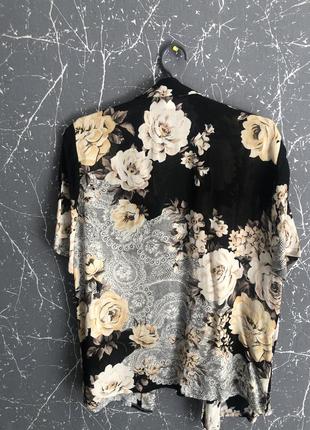 Вінтажна сорочка з коротким рукавом, квітковий принт4 фото