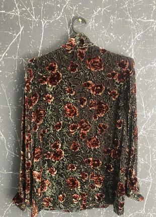 Винтажная блуза с цветочным принтом , велюр4 фото