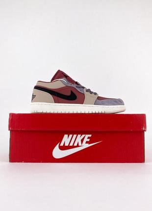 Air jordan 1 low bordo женские низкие бордовые цветные кроссовки найк жіночі кольорові бордові низькі кросівки