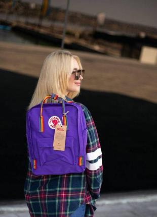 Рюкзак fjallraven kanken rainbow синий купить фьялравен канкен разноцветные ручки2 фото