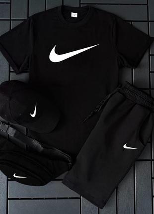 Акція костюм комплект футболка + шорти + кепка + бананка в стилі nike найк