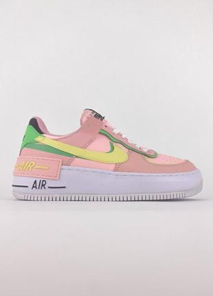 Air force 1 shadow arctic punch разноцветные яркие розовые женские кроссовки найк кольорові рожеві жіночі кросівки8 фото