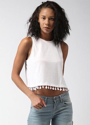 Кроп топ new look white crop top with tassels