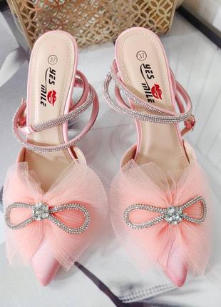 Туфли с бантиком з стразами розовые3 фото