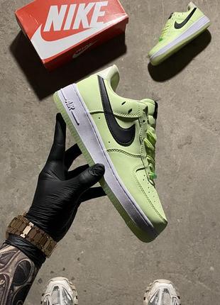 Чоловічі кросівки nike air force 1 low glow in the dark зелені, кросівки найк аір форс 1 світяться в темряві