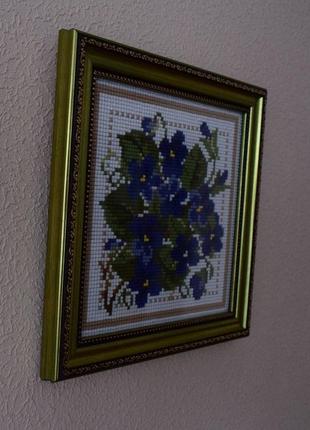 Картина алмазна мозаїка *букетик з фіалками*. подарунок. декор для дому4 фото