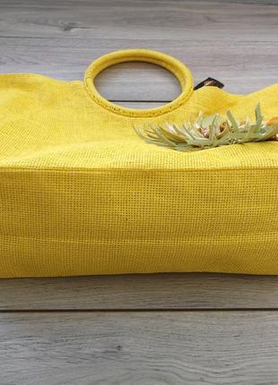 Пляжная сумочка из органической рафии и кожи. с кольцами5 фото