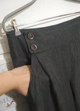 100% льон розкішні фірмові натуральні широкі базові штани палаццо6 фото